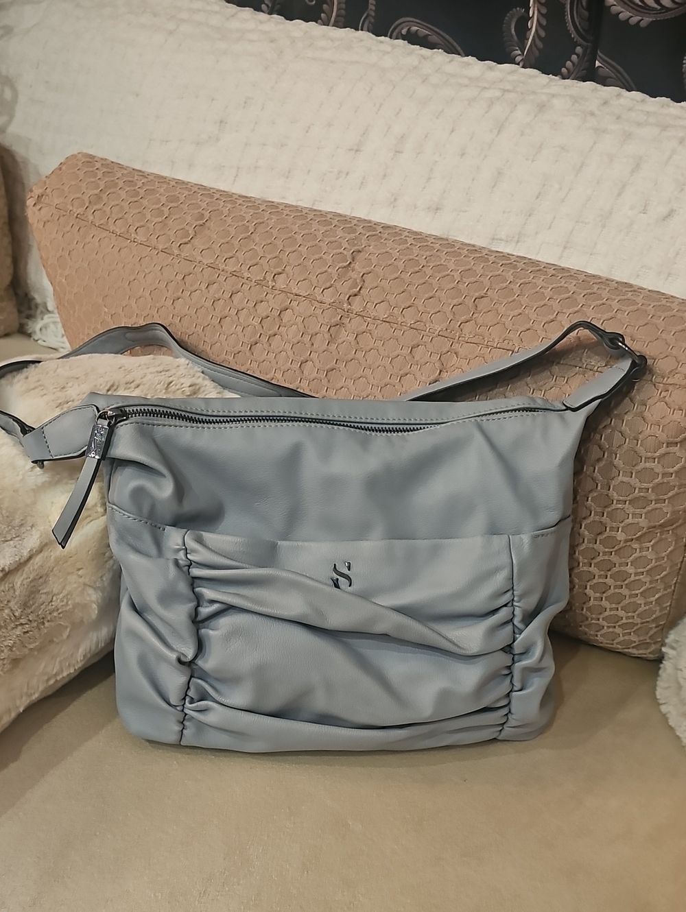 Simply Vera Vera Wang Light Blue Ruched Shoulder Bag